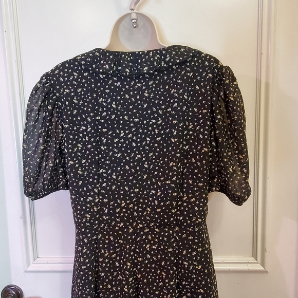 H&M DIVIDED Black & Yellow Multi-Color Floral Puff Sleeve Playsuit, Medium - Picture 4 of 16